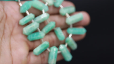 Amazonite Green Double Pencil Faceted Natural Beads 8 Inches Strands