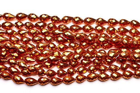 Pyrite Copper Drop Faceted Coating Beads