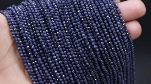Blue Sapphire Round Blue Faceted Natural Beads 12.5 inches strands