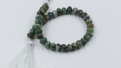 African Turquoise Rondell Faceted Natural Beads 8 Inches Strands