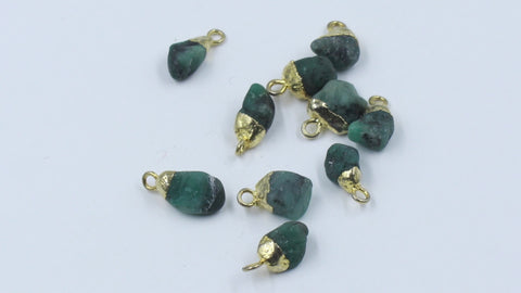 Emerald Green Raw Gold Plating Bezel Cap 12 MM Pendant Charms
