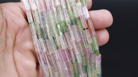 Afghan Tourmaline Multicolor Tube Smooth Natural Beads 16 inches