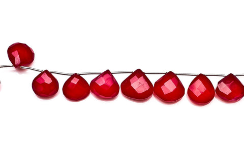 Chalcedony Pink Heart Faceted Heat Treated Beads