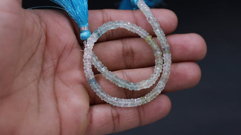Multi Aquamarine Tire Faceted Natural Beads 8 Inches Strands