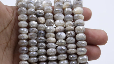 Mystic Coated Moonstone Rondell Faceted Natural Beads 15 Inches Strands