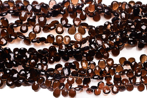 Smoky Quartz Brown Pear Faceted Natural Beads