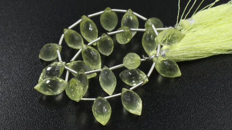 Lemon Quartz Yellow Dew Drop Faceted Natural Beads