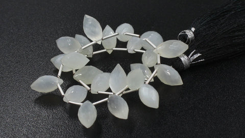 White Moonstone Dew Drop Faceted Natural Beads