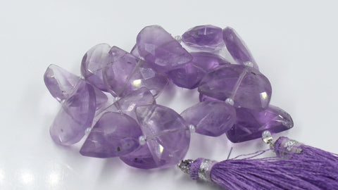 Pink Amethyst D Shape Faceted Natural Beads