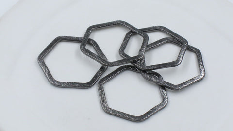 Black Coated Brass Outline 23MM Hexagon Blank