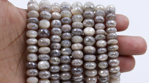 Mystic Coated Moonstone Rondell Faceted Natural Beads 15 Inches Strands