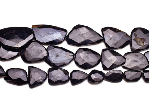 Black Spinel Black Nugget Faceted Natural Beads