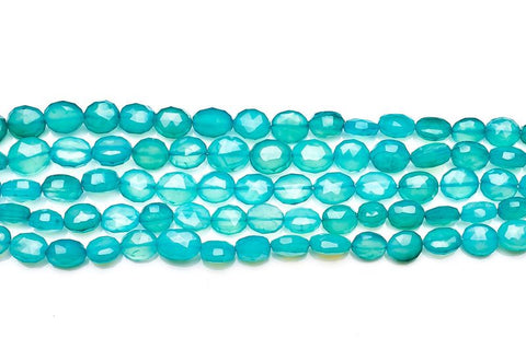 Chalcedony Blue Oval Faceted Heat Treated Beads