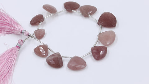 Strawberry Quartz Pink Axe Faceted Natural Beads 8 inches Strands