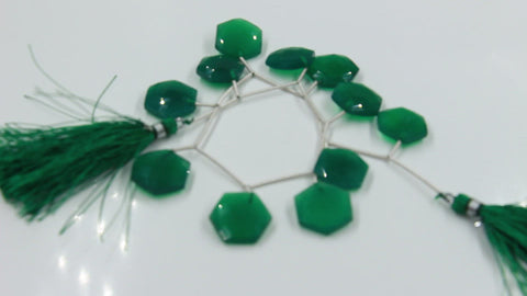 Green Onyx Hexagon Faceted Natural Beads