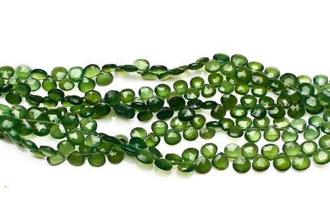 Green Agate Green Heart Faceted Natural Beads
