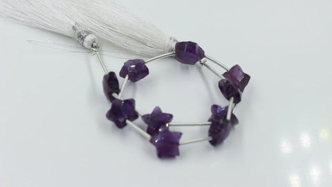 Amethyst Purple Star Faceted Natural Beads
