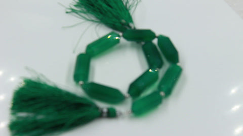Green Onyx Double Pencil Faceted Natural Beads
