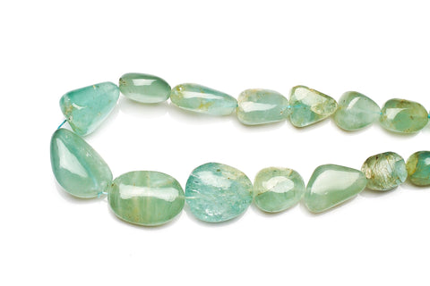 Aquamarine Green Nuggets Smooth Natural Beads