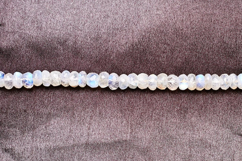 Rainbow Moonstone White Rondelle Faceted Natural Beads