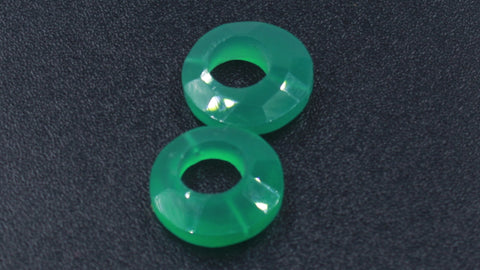 Onyx Green Coin Faceted Natural Beads 18 MM Stone Pair Of 2
