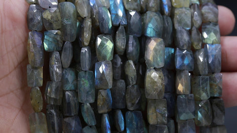 Labradorite Grey Rectangle Faceted Natural Beads 12.5 inches Strands