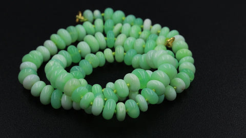 Opal Green Knotted Smooth Rondell Natural Bead Necklace 20 inches Strands