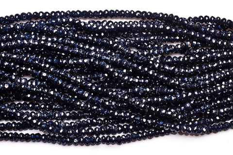 Mystic Coated Black Spinel Rondelle Faceted Medium and Large Beads