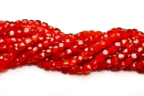 Carnelian Orange Cube Faceted Natural Beads