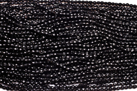 Black Stone Black Oval Faceted Natural Beads