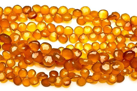 Chalcedony Yellow Heart  Faceted Heat Treated Beads