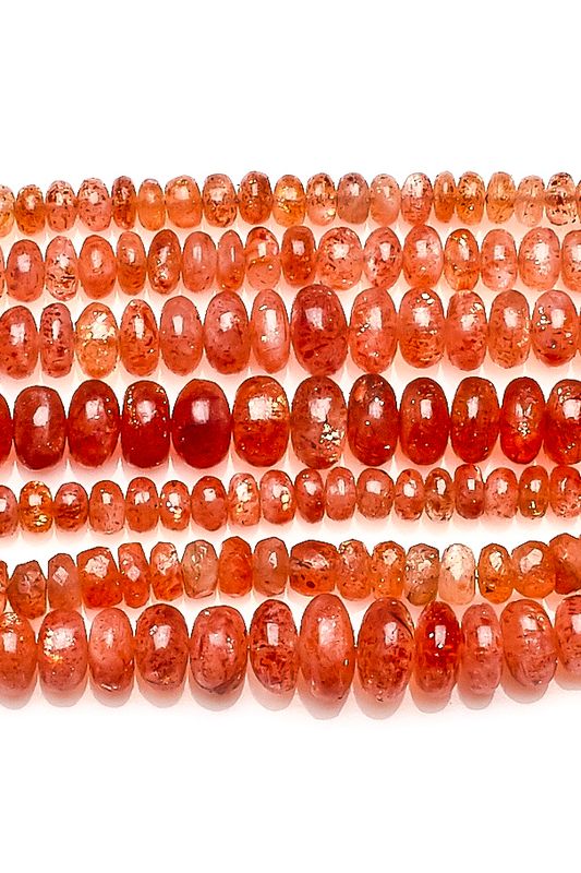 Sunstone Orange Rondelle Smooth Natural Beads