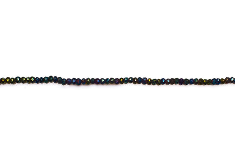 Green Coated Black Spinel Rondelle Faceted Mini Beads