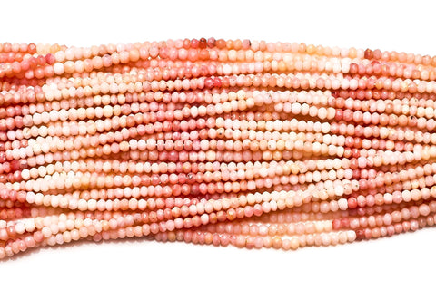 Pink Opal Rondelle Faceted Natural Beads