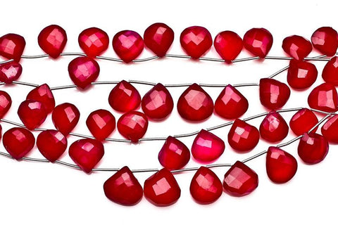 Chalcedony Pink Heart Faceted Heat Treated Beads
