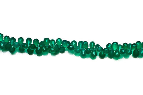 Green Onyx Dark Green Drop Faceted Natural Beads