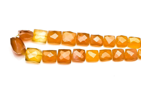 Chalcedony Brown Square Faceted Heat Treated Beads