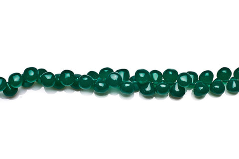 Chalcedony Green Drops Smooth Heat Treated Beads