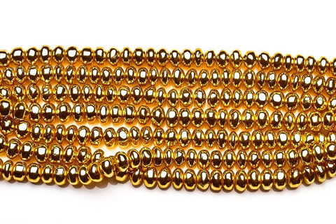 Pyrite Gold Rondelle Smooth Coating Beads