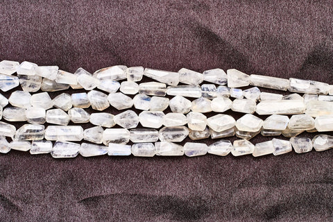 Moonstone White Nuggets Faceted Natural Beads