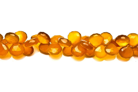 Chalcedony Yellow Heart  Faceted Heat Treated Beads