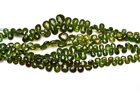 Chrondocsite Green Heart Faceted Natural Beads