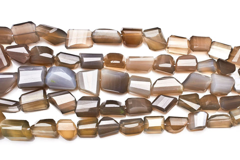 Grey Moonstone Grey Nuggets Faceted Natural Beads