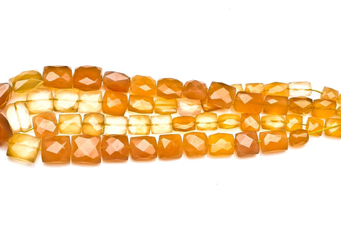 Chalcedony Brown Square Faceted Heat Treated Beads