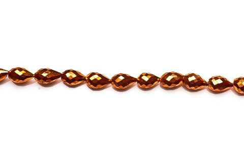 Pyrite Copper Drop Faceted Coating Beads
