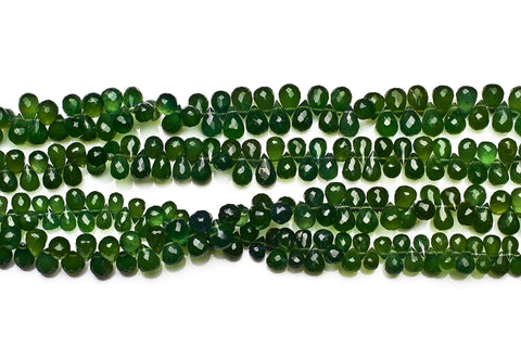 Green Agate Green Drop Faceted Natural Beads
