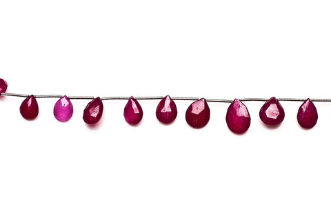 Sapphire Red Pear Faceted Glass Filled Beads