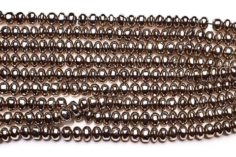 Pyrite Silver Rondelle Smooth Coating Beads