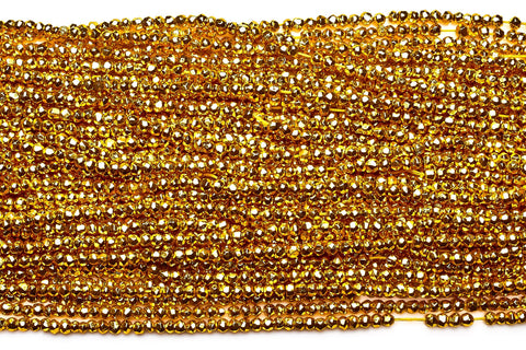 Gold Coated Pyrite Rondelle Faceted Mini Beads