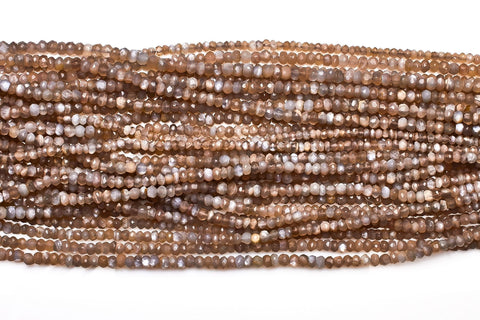 Moonstone Grey Rondelle Faceted Natural Mini Beads